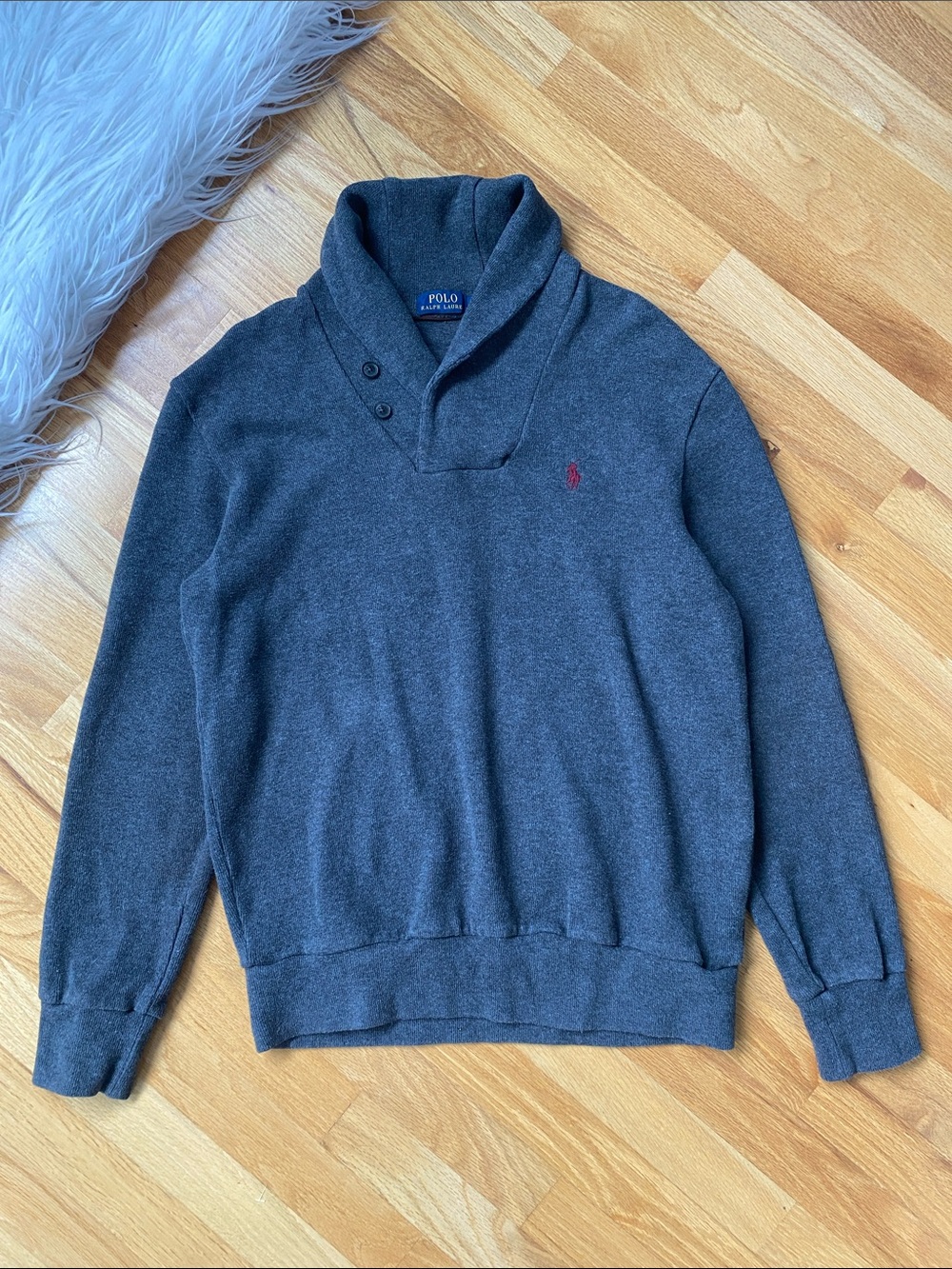 Polo by Ralph Lauren Dark Gray Shawl Collar Pullover Sweater